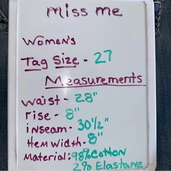 Miss Me Signature Ankle Skinny Jeans 29 Bling Pocket Mid Rise Stretch Y2K - Picture 9 of 9